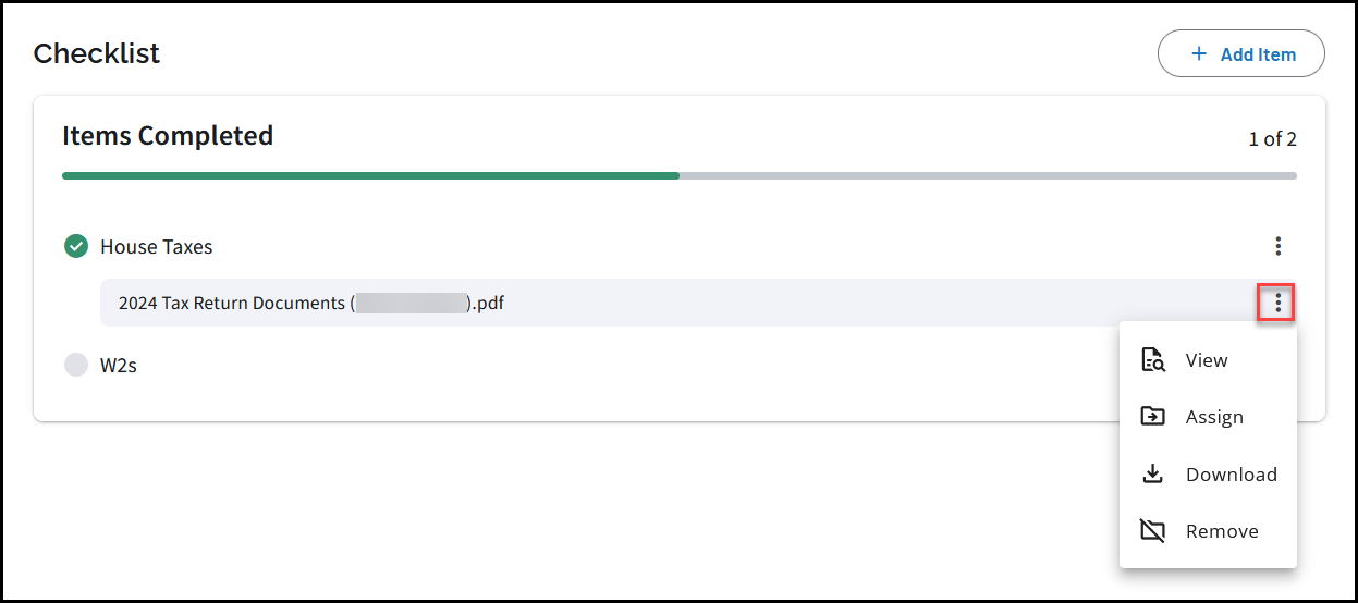 Checklist document options